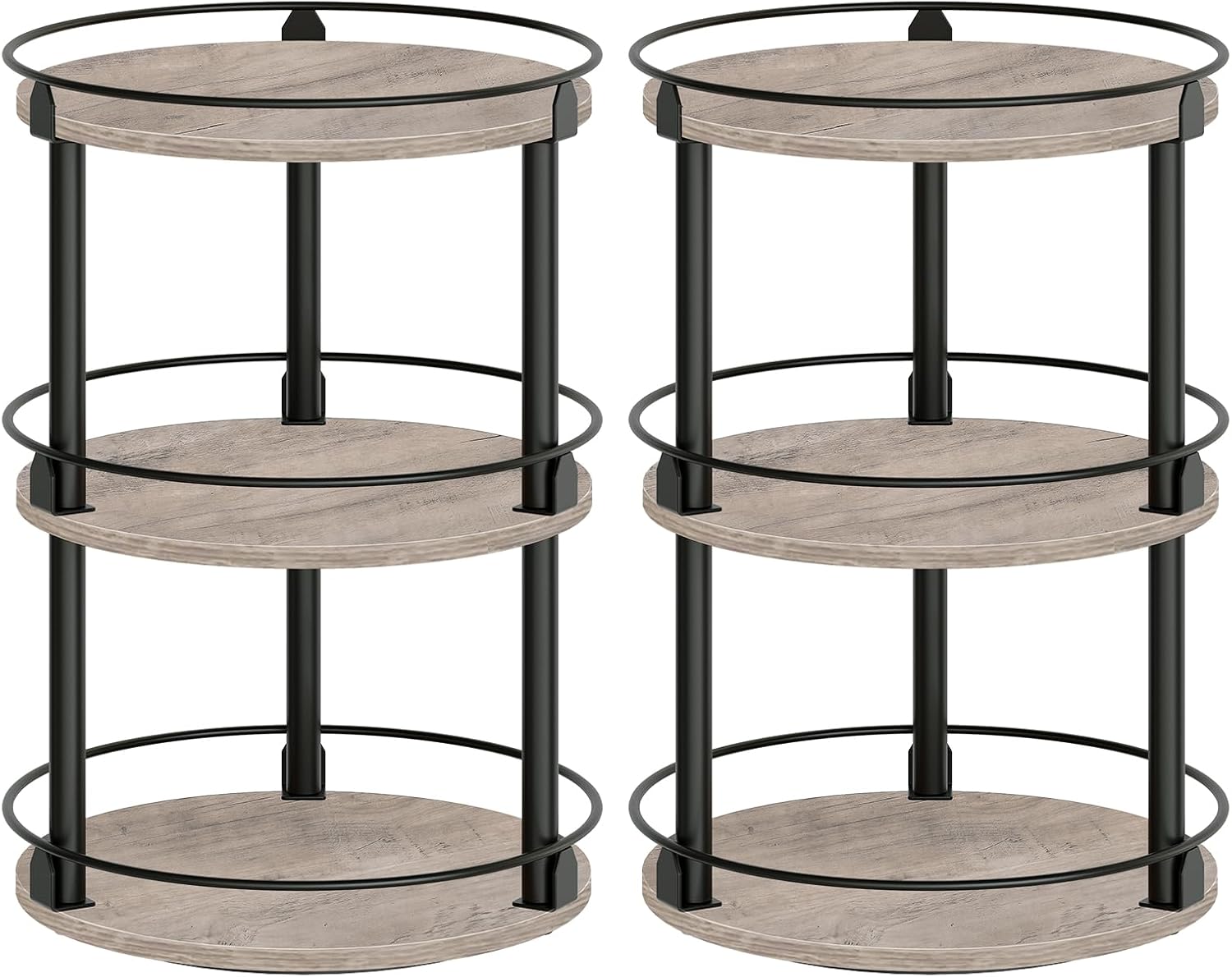 Spice Rack, Set of 2 Lazy Susan Organizer, 3-Tier Turntable Organizer For Cabinet, Compact and Versatile, for Kitchen Countertop, Rustic Brown SR23L2BR