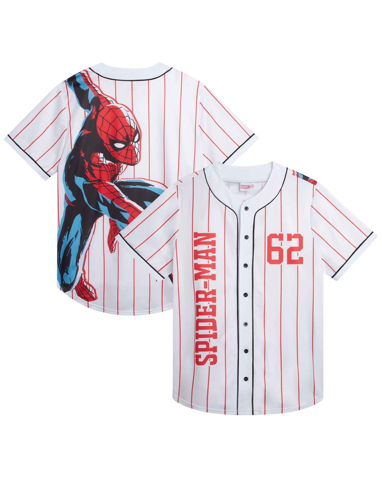 Marvel Maillot de baseball Spiderman pour femme - T-shirt de baseball fantaisie - Spidey Jersey pour femme (tailles : S-XL), Spider-man blanc, Taille M
