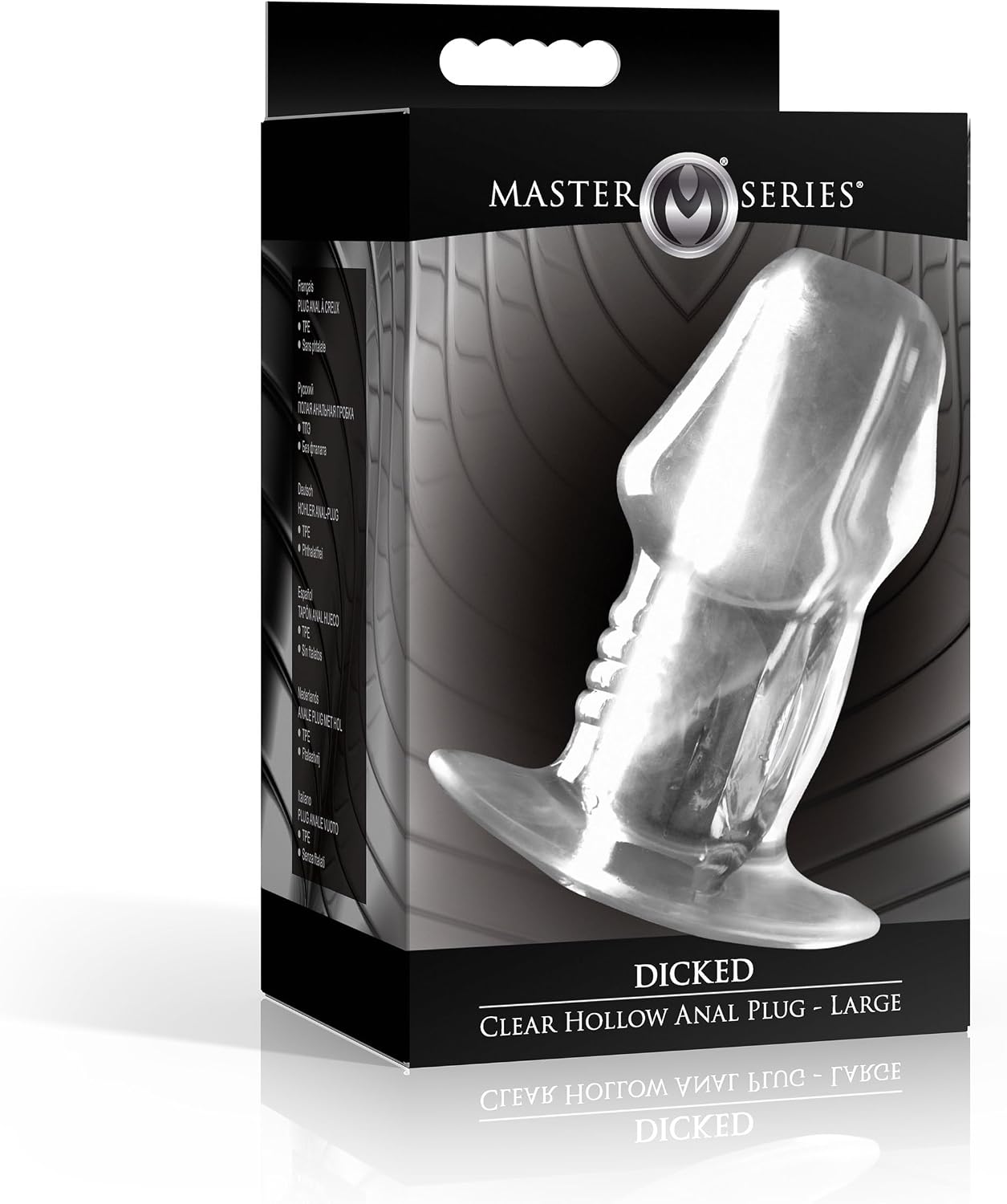 Master Series Dicked Clear Hollow Butt Plug – Large Anal Plug with Tapered Tip & Flared Base, See-Through Anal Toy for Insertion, Filling & Stretching – Phthalate-Free TPE, 2.5” Wide