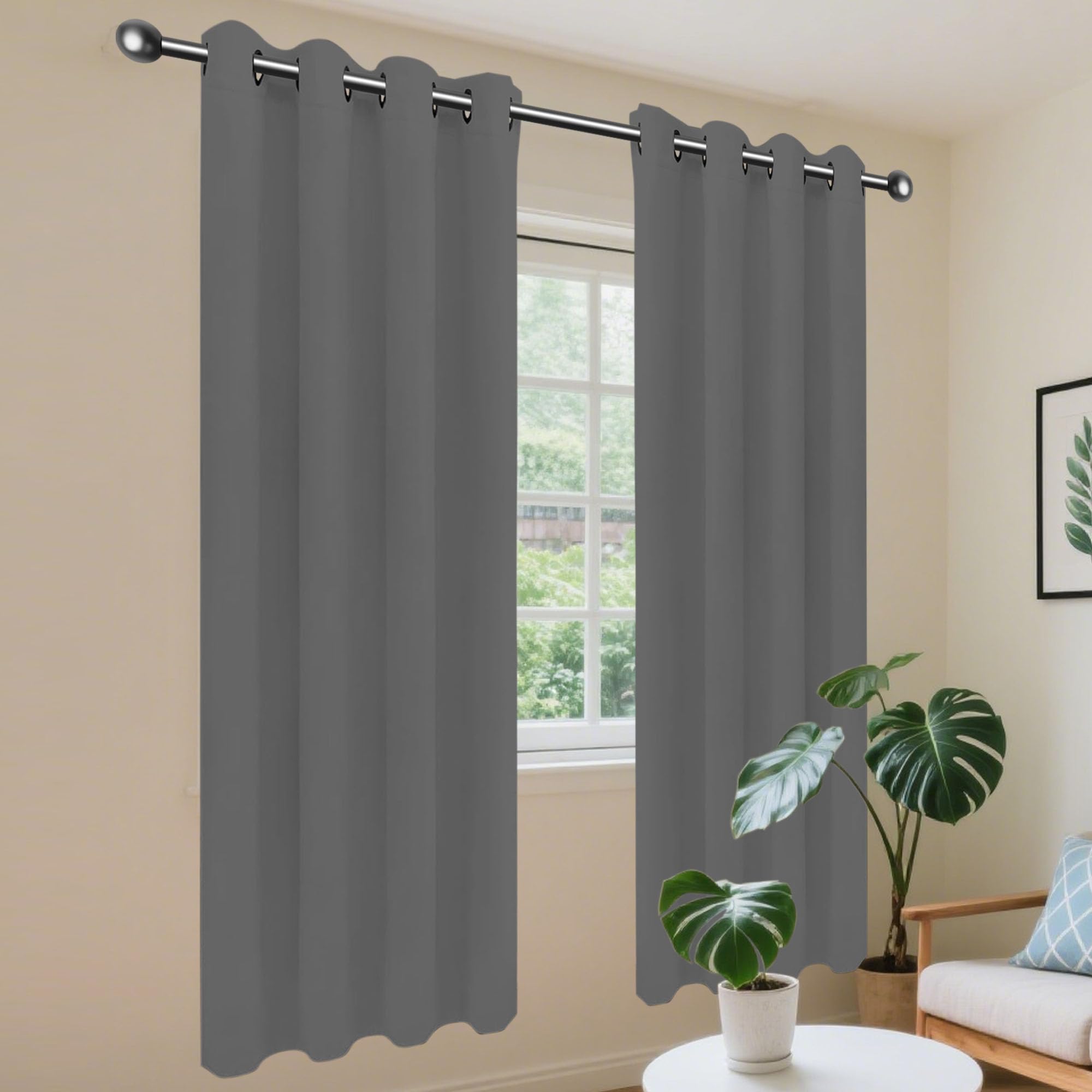 Vorhang Blickdicht mit Ösen 360 x 130 cm Isolierend Kälteschutz Sonnenschutz Verdunklungsvorhänge Hitzeschutz Thermogardine mit Ösen, Waschbar für Jedes Fenster, Dunkelgrau