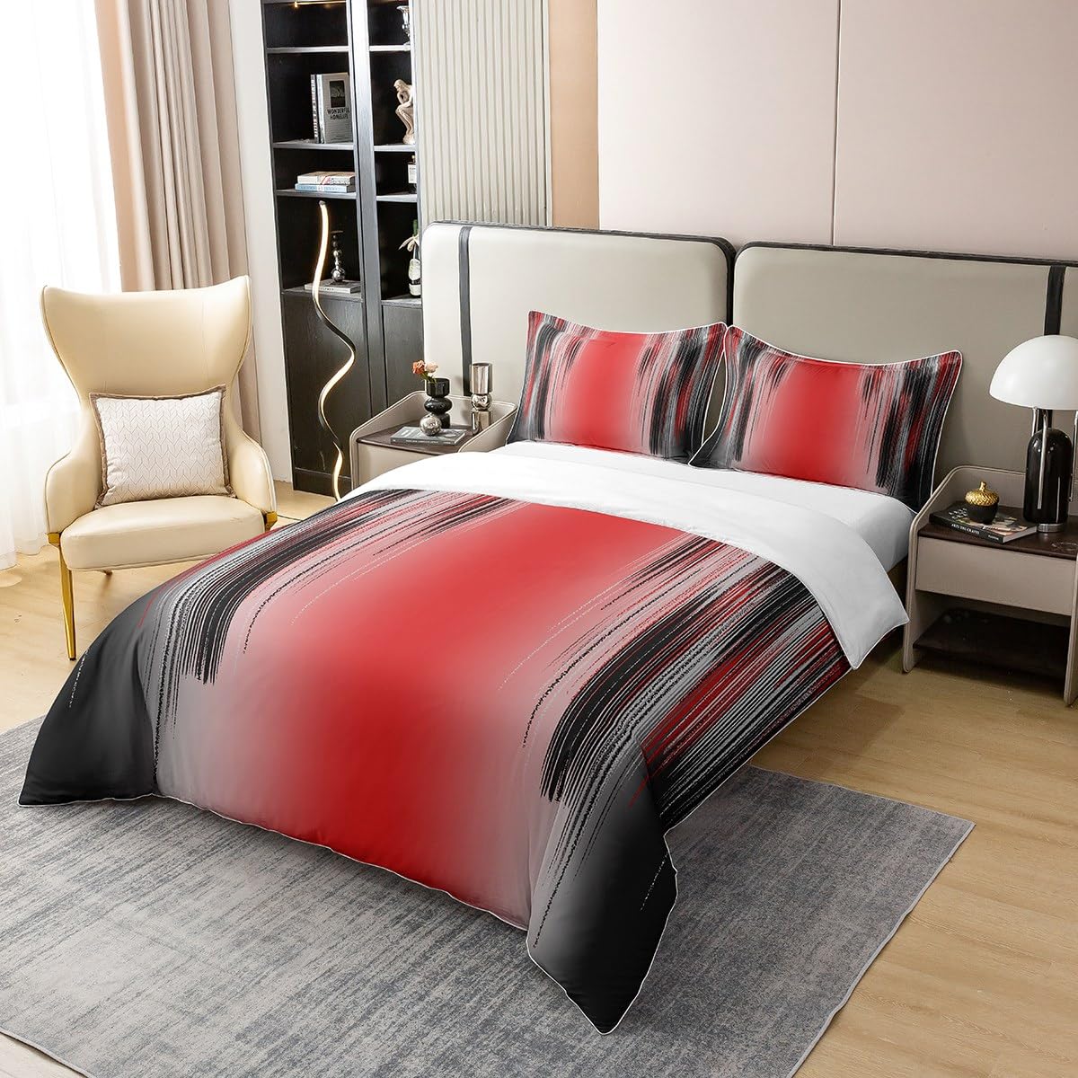Housse de couette rouge et noire en coton pour transformer la chambre d'un garçon ou d'une fille