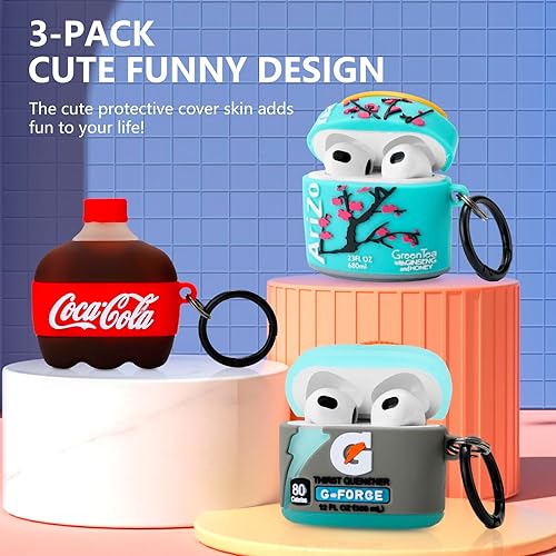 Miniatura 2 de Paquete de 3 Gedicht para Airpods de 3 generación, bonita funda de personajes de dibujos animados para AirPods 3, diseño único, divertido y