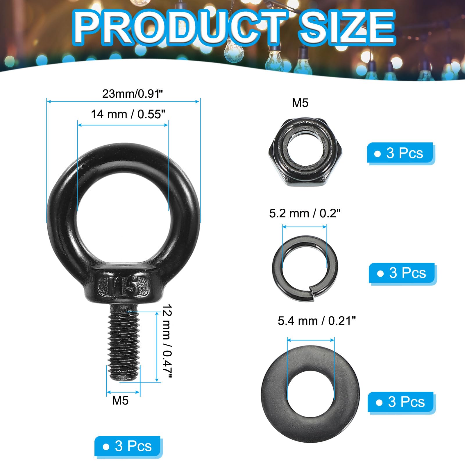 PATIKIL M5x12mm Lifting Shoulder Eye Bolt - Image 2
