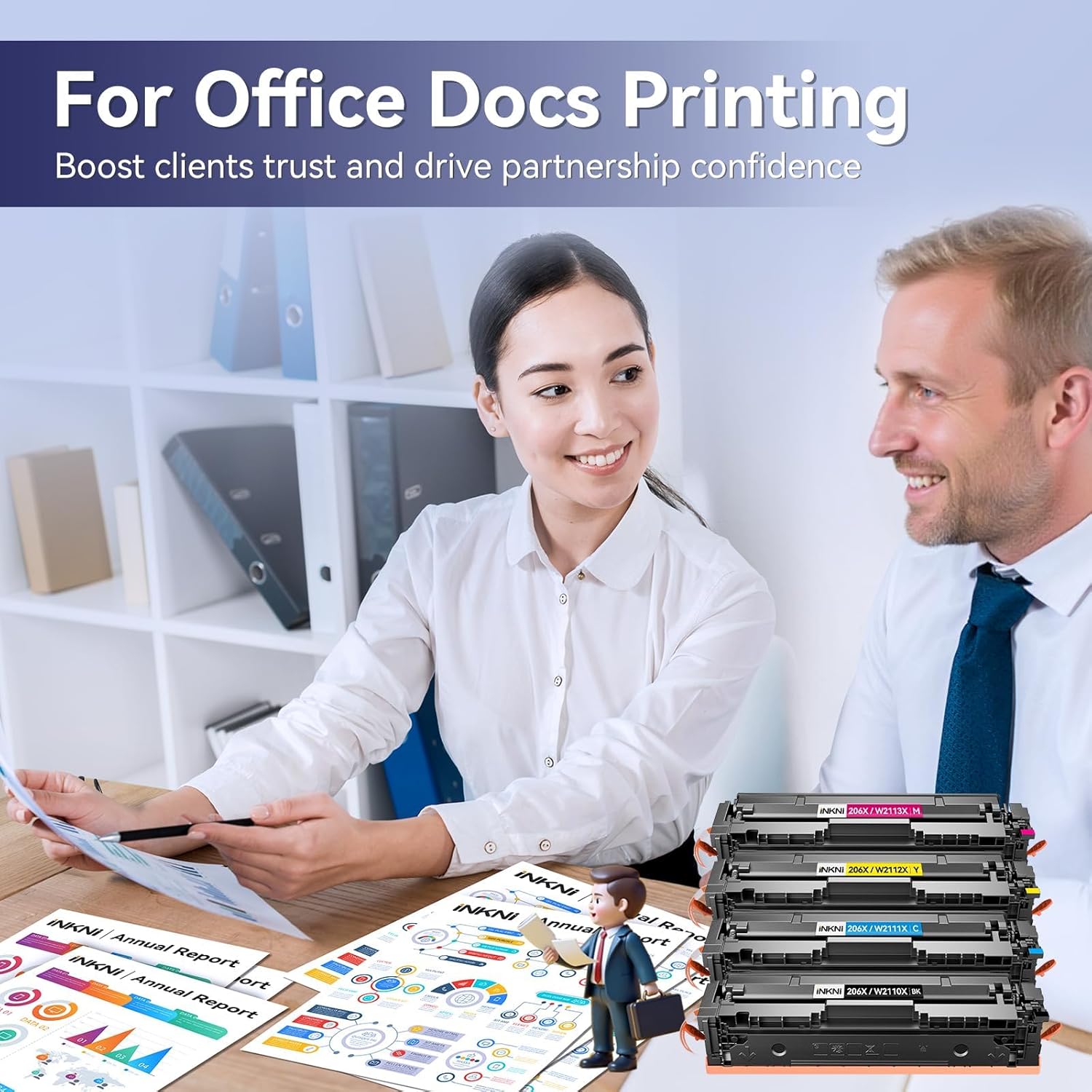 InkNI 206X Toner Cartridges 4 Pack - with Chip Compatible Replacement for HP 206X 206A for Color LaserJet Pro MFP M283fdw M283cdw M283fdn M282nw Pro M255dw M255nw Ink Cartridges W2110X W2110A