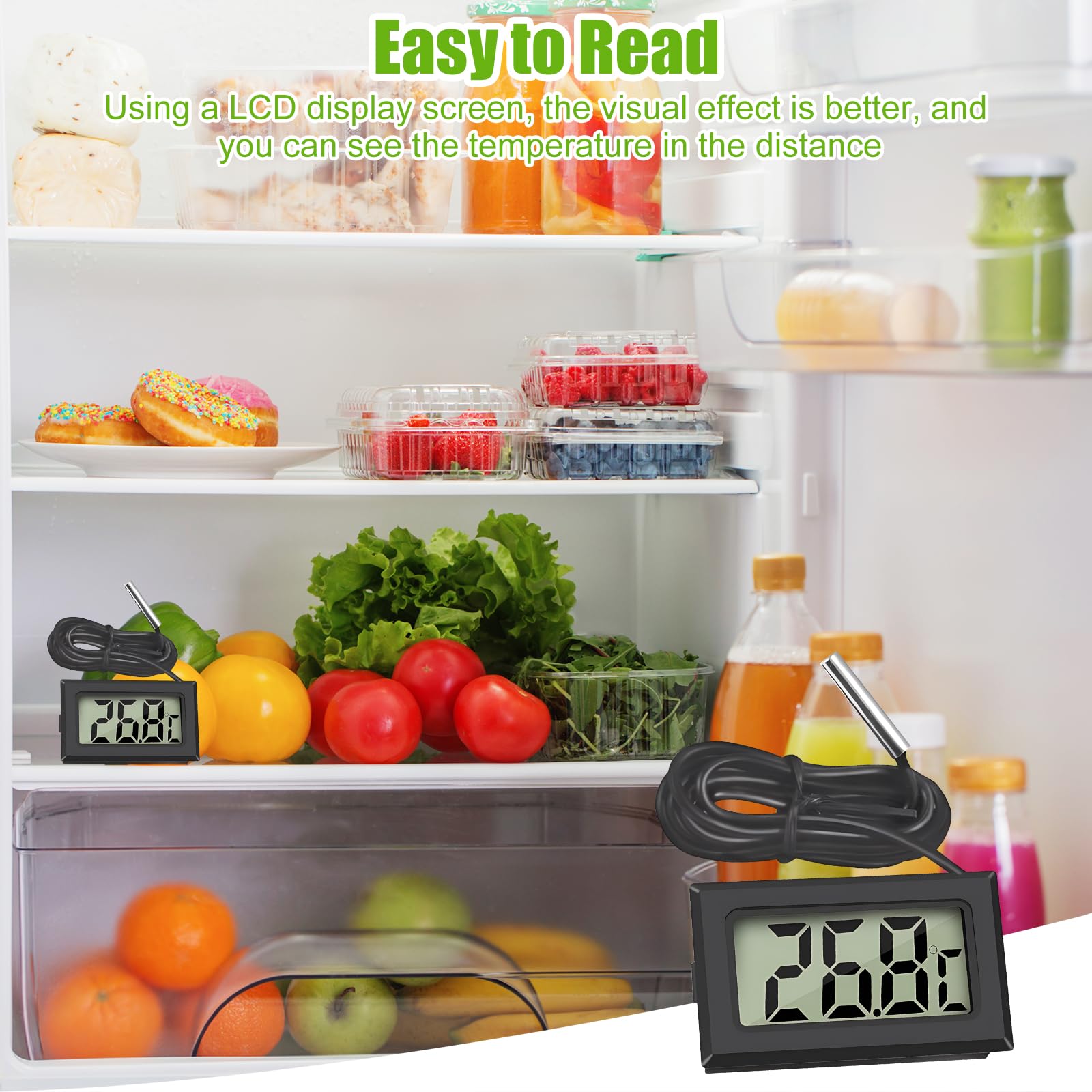 Termometro Digitale LCD Con Sonda Impermeabile Da -50°C A 110°C Per Frigo, Acquario E Congelatore