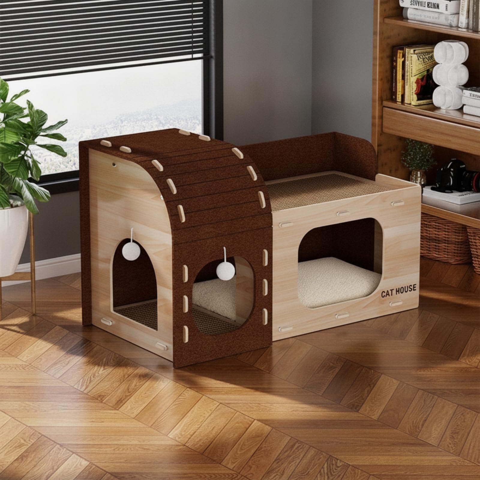 predolo Tiragraffi in Legno Cuccia Chiusa per Gattini, Casa, Cuccia Per Gatti Chiusa A Forma Di Casa In Sisal