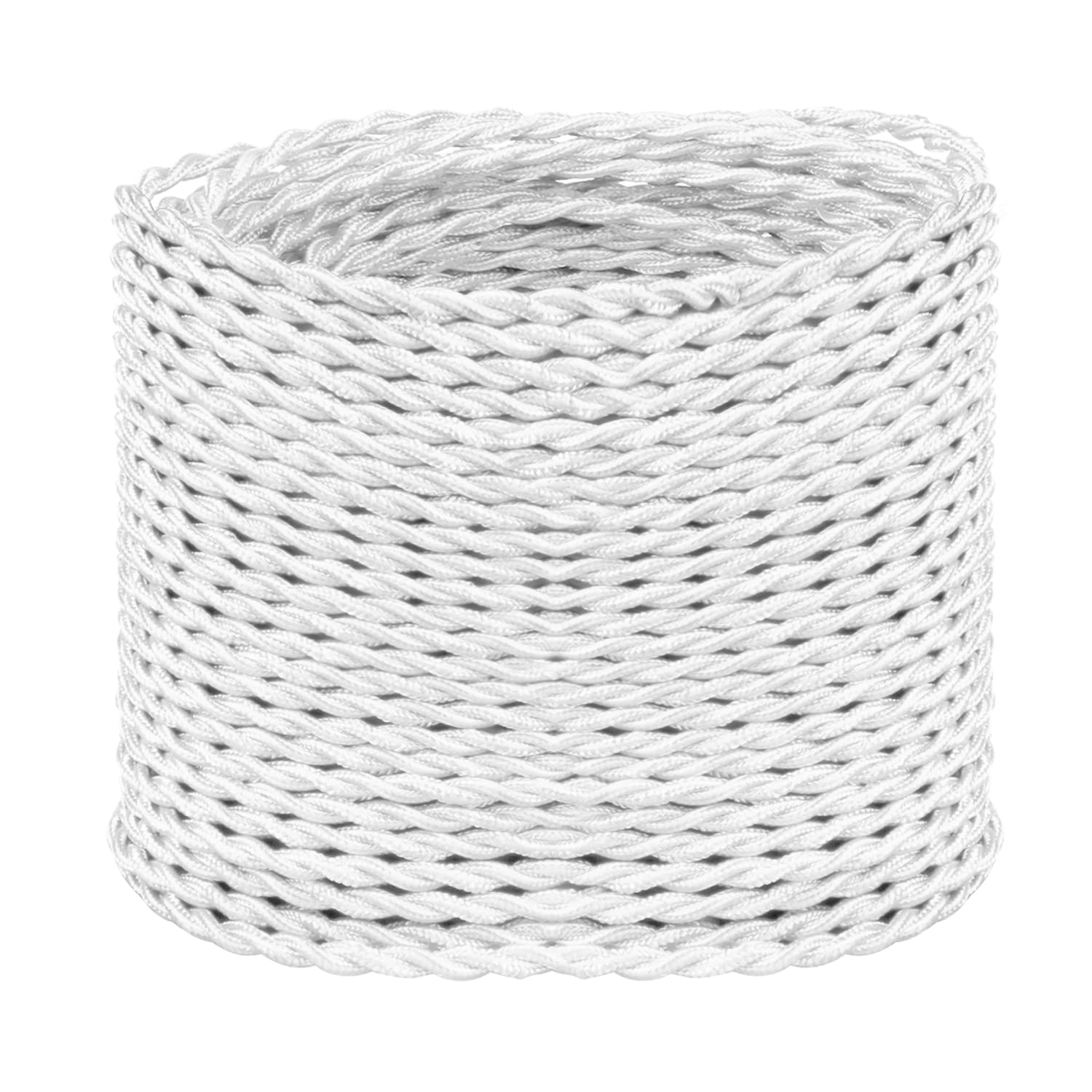 3 Core Vintage Braided Flex Cable - 10 Meters / 32.8FT White, Twisted Fabric Electrical Wire for DIY Lamps, Industrial Pendant Lights, Lighting Appliances