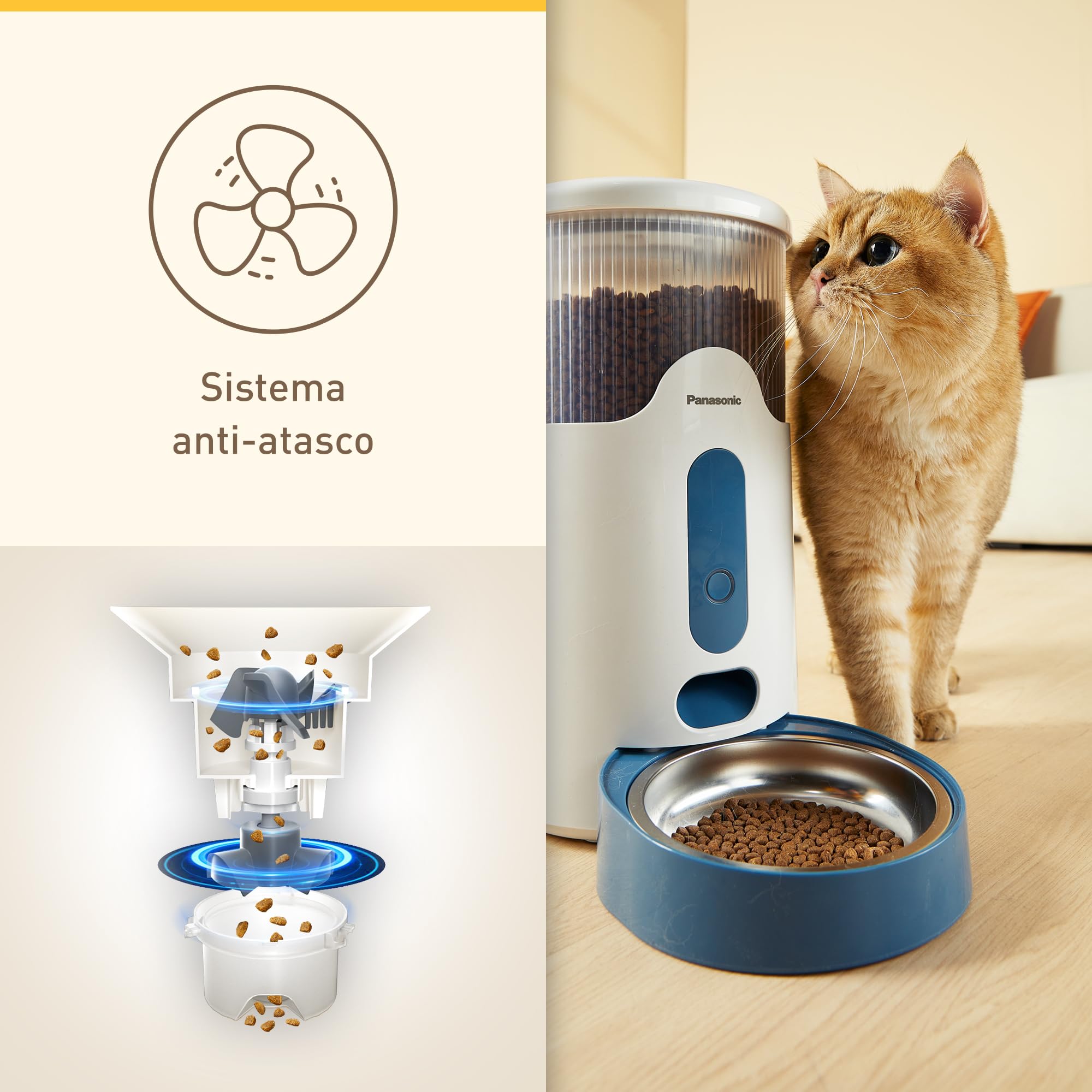 PANASONIC CP-JNF01-W Comedero Inteligente Automático para Mascotas, 2,8L, Wi-Fi, App Control Remoto, Blanco