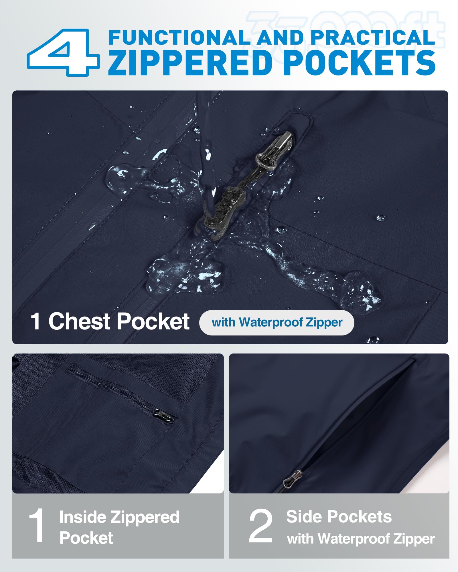 33,000ft Chubasquero para mujer, resistente al agua, chaqueta de exterior, transpirable, chaqueta de entretiempo, chaqueta ligera con capucha, cortavientos, para senderismo, viajes, senderismo y
