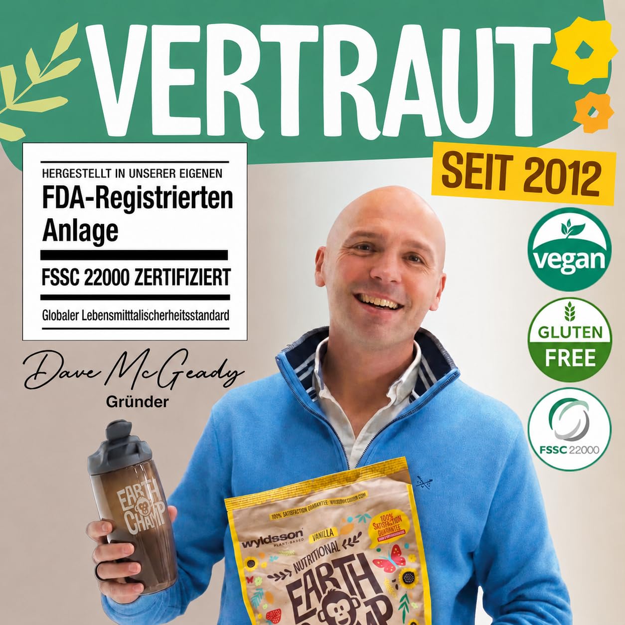 Vegan Protein Schoko | Keine Sucralose | Veganes Proteinpulver aus 4-Komponenten Pflanzliches Eiweißpulver - Laktosefrei, Glutenfrei - Ohne künstliche Aromen (2 Kg onhe Dosierlöffel)