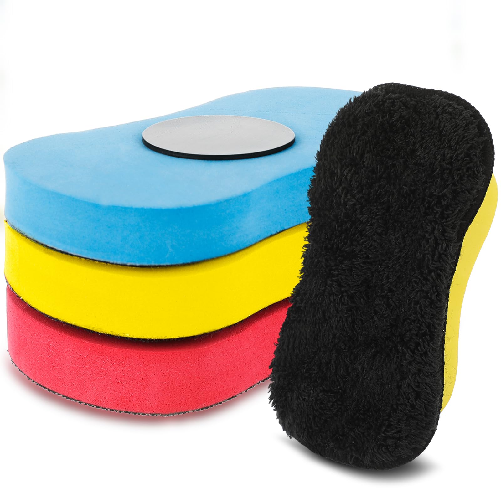 Zonon 9 Pcs Chalk Erasers Magnetic Reusable Dust Free, Red,Yellow,Blue