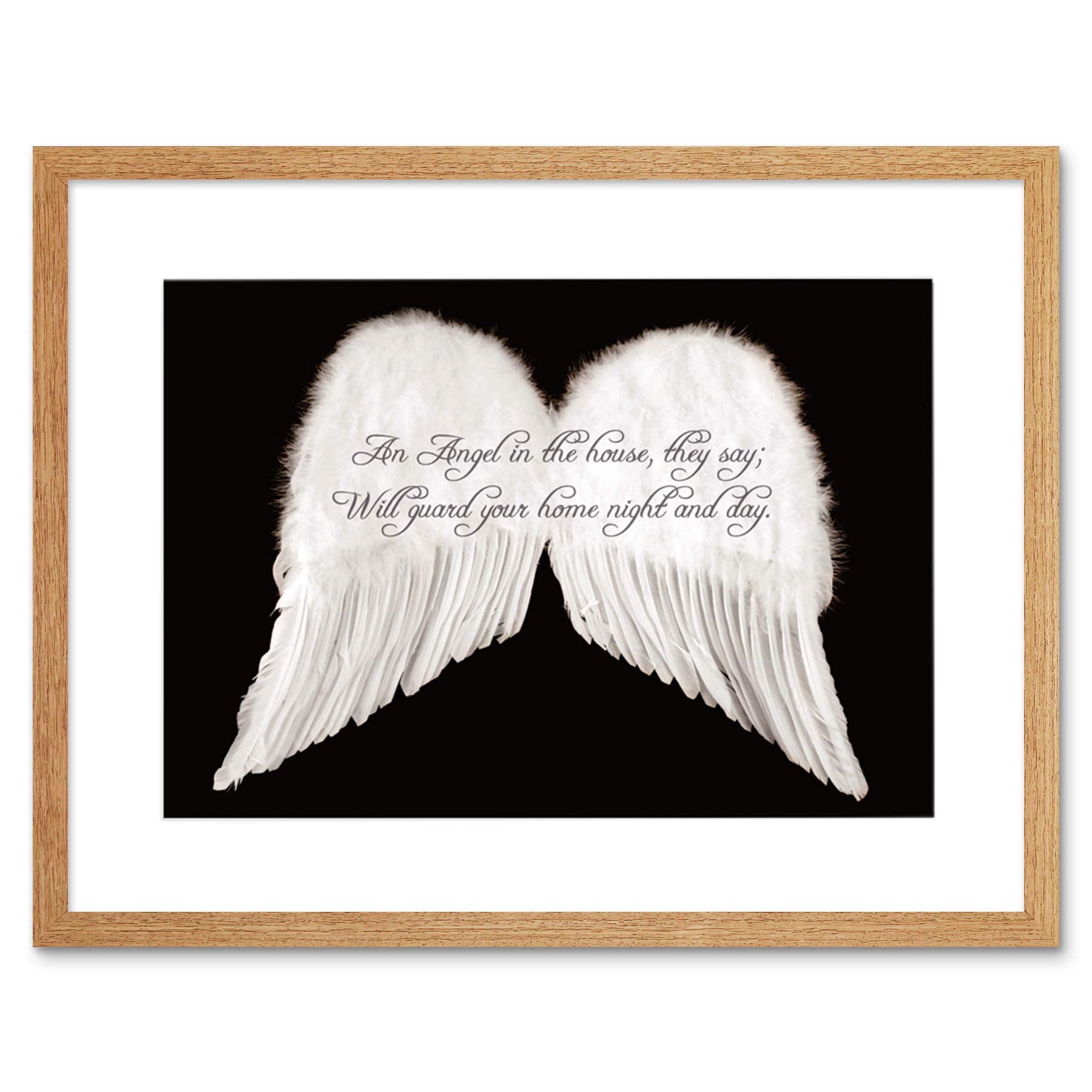 Wee Blue Coo An Angel In The House Wings Quote Motivation Typography Framed Wall Art Print