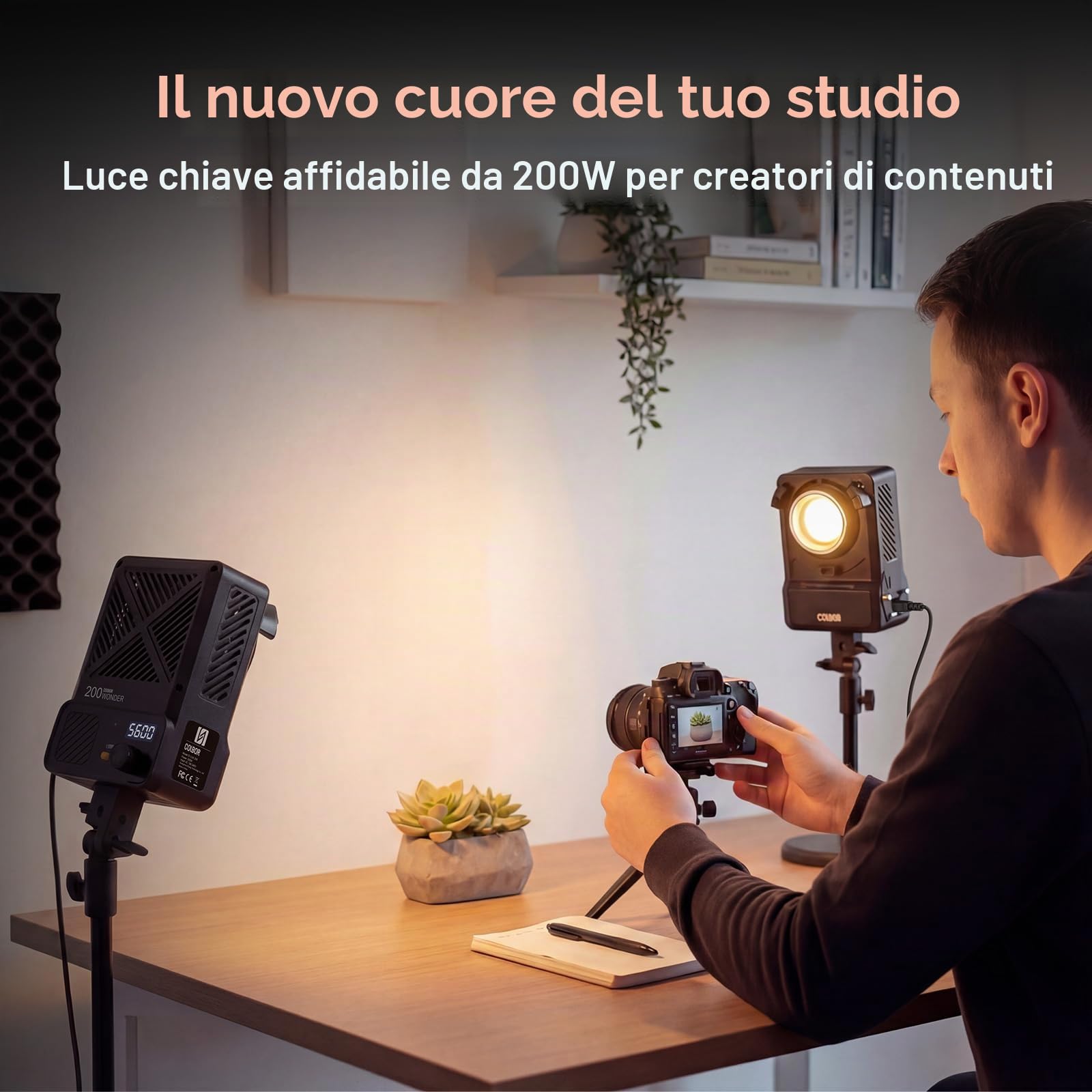 Luce Led Fotografia COLBOR CL220 PRO 200W Luce Video LED, Luce COB Bicolore 2700-6500K Con App