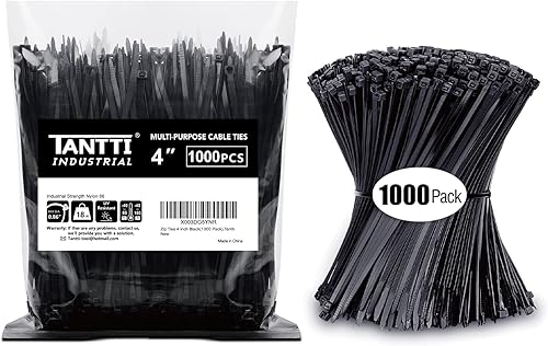 TANTTI Supply - Bridas pequeñas de 4 pulgadas con resistencia a la tracción de 18 libras, color negro, paquete de 1000 unidades