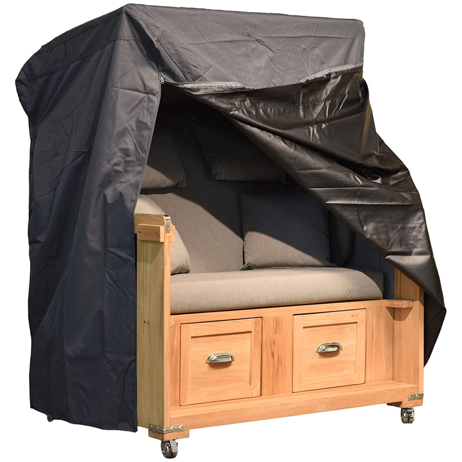 Strandkorb Schutzhülle Winterfest, Premium Abdeckhaube aus Ripstop Gewebe mit TPU Beschichtung, wasserdicht, reißfest, UV-beständig und atmungsaktiv (M 120cm)