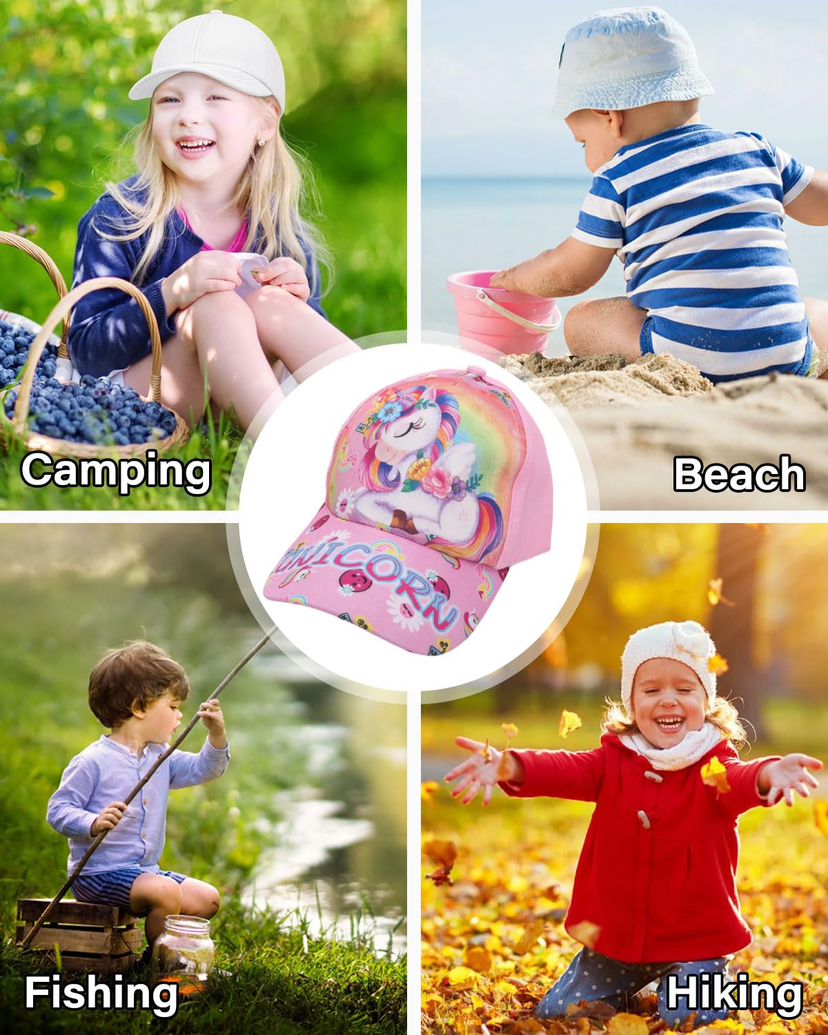 1 PCS Gorra de Béisbol para Niñas Gorra de Camionero para Niños Gorras Ajustables con Visera de Gorras Informales Transpirables, Unicornio en reposo