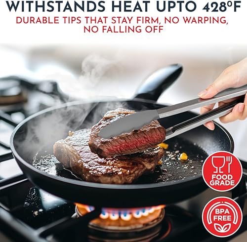 Miniatura 5 de Pinzas de silicona para barbacoa de cocina, Gris