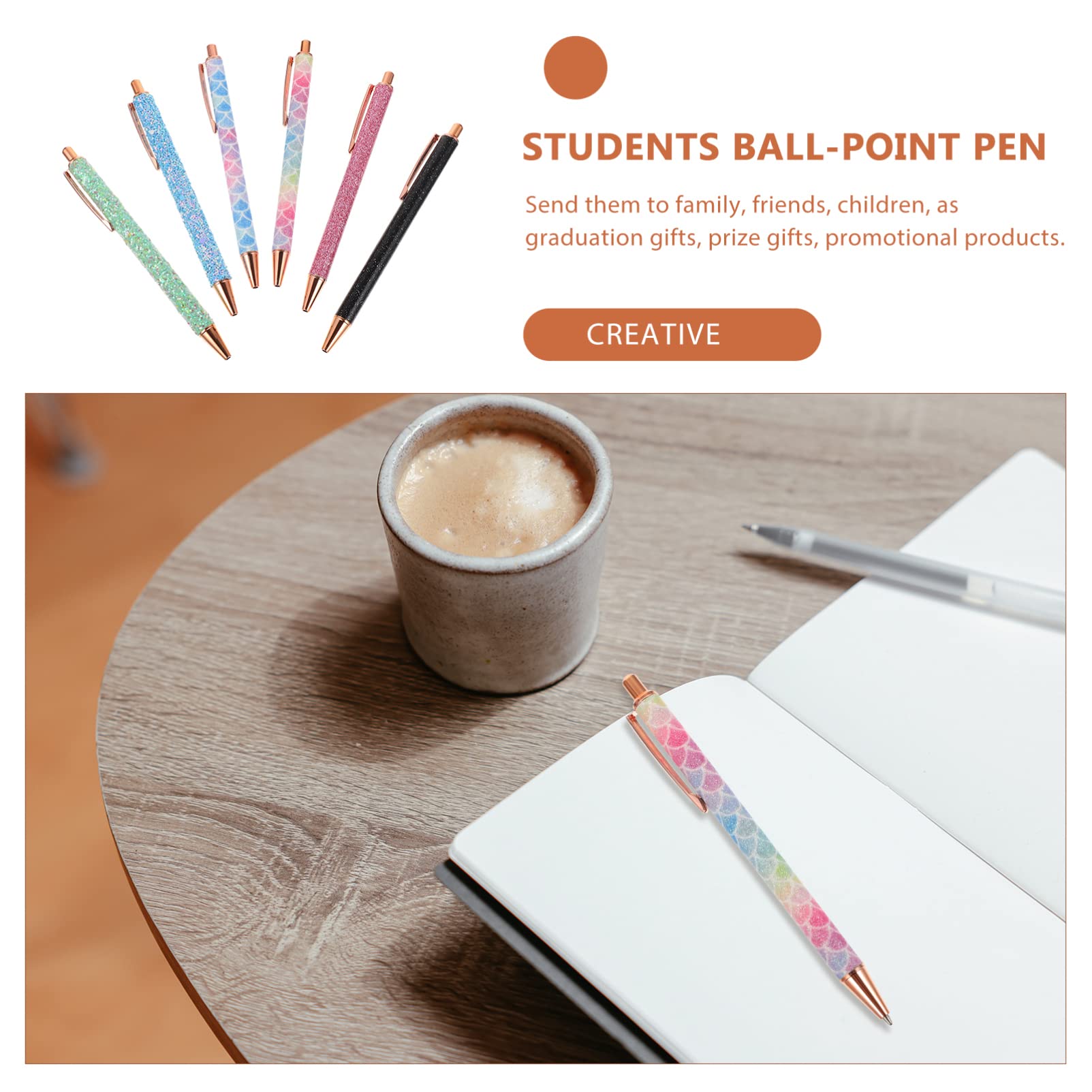 Lot De 5 Stylos À Bille Élégants À Paillettes Design Ergonomique Pour Lécriture Quotidienne Fournitures Scolaires 6 Pièces X 5