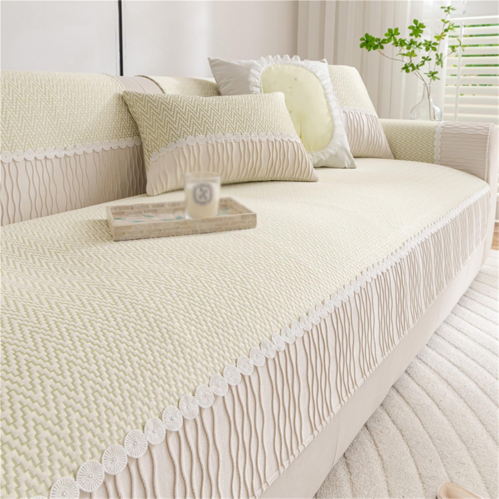 Estera de enfriamiento de funda de sofá verde lavable para sala de estar