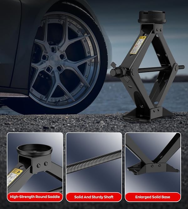 Scissor Jack for Car, 2.5 Ton Car Jack Kit for Tesla Model 3/Y/S/X, 2 in 1 Universal Tire Changing Kit with 2 Jack Pads & 2 Wrenches for Sedan, SUV, MPV by ALIXUEQIN - Image 7
