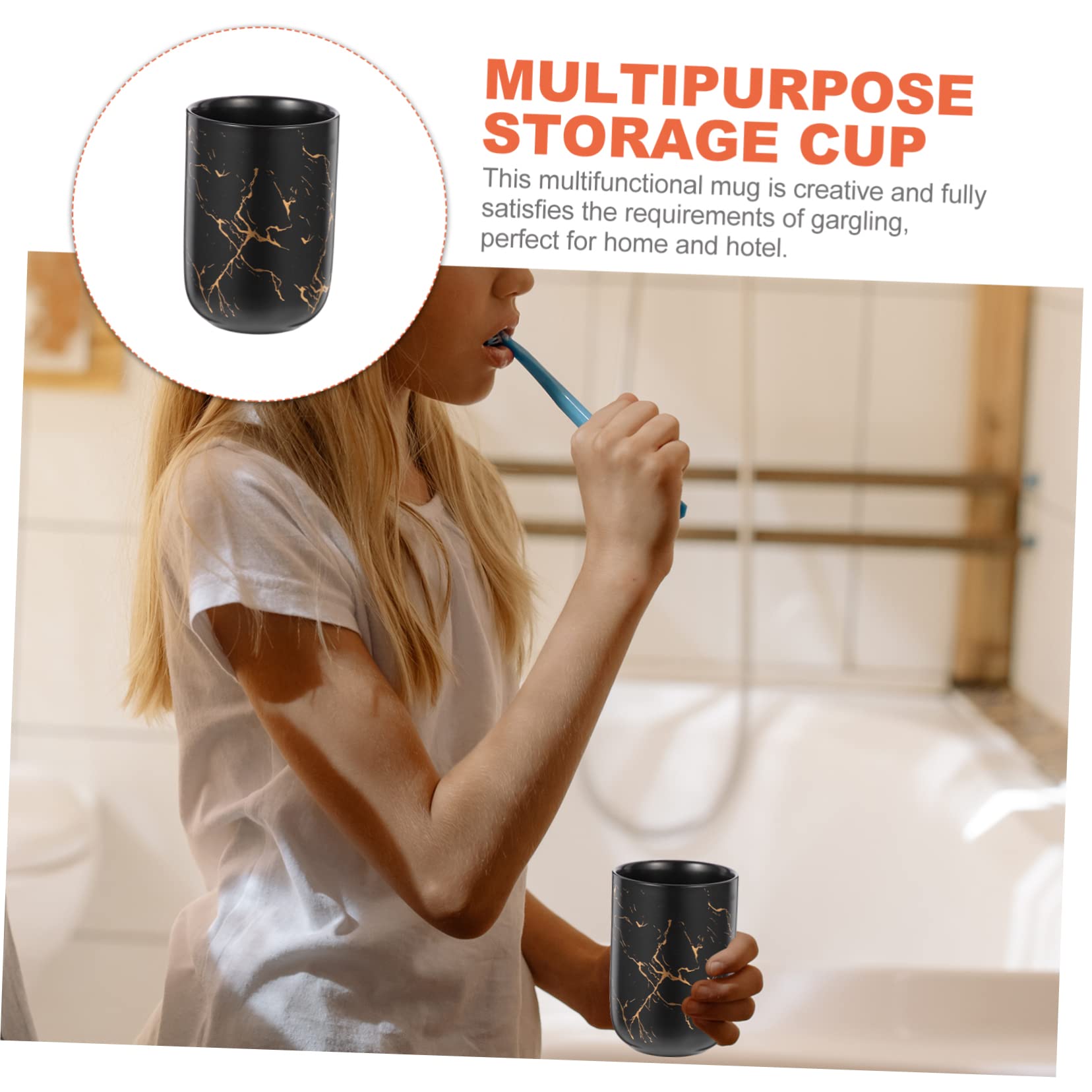 COSMEVIVI Ceramic Toothbrush Cup Marble Bathroom Accessories Black Marble Cup Home Hotel Use