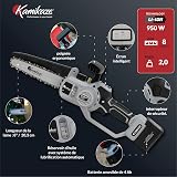 Tronçonneuse électrique KAMIKAZE KVS 8000 21V, 8 pouces, 300W, tronçonneuse électrique sans fil rechargeable avec lumière LED, travail continue - 3