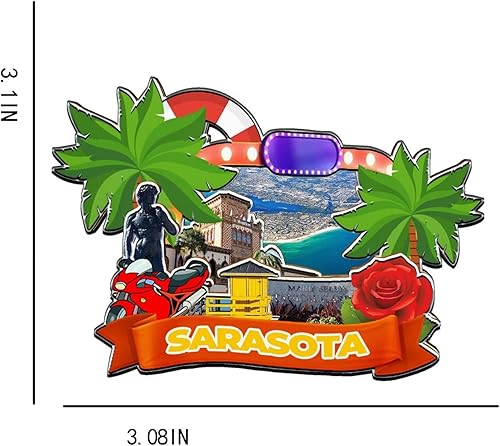 Miniatura 3 de Imán de madera para nevera de Sarasota, Florida, Estados Unidos, 3D, monumentos, viajes, coleccionables, recuerdos, decoración hecha a mano -1567