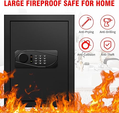 Miniatura 2 de Caja de seguridad digital impermeable de 2.3 pies cúbicos, construcción de acero con teclado electrónico, estante extraíble, cerradura de llave