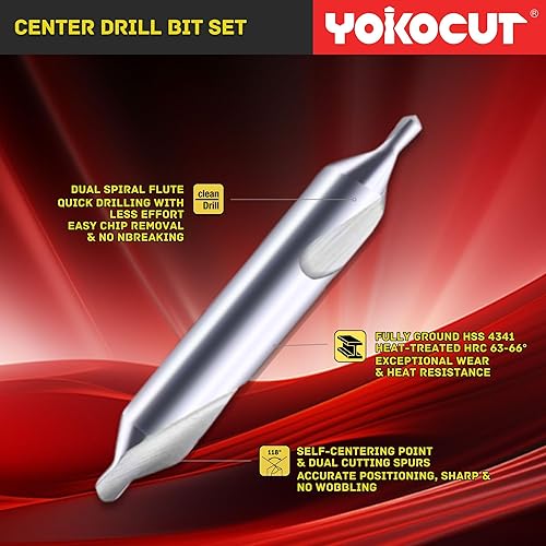 Miniatura 3 de Juego de brocas centrales, brocas centrales de acero de alta velocidad M2, broca de centrado y herramientas avellanadoras para acero al carbono,