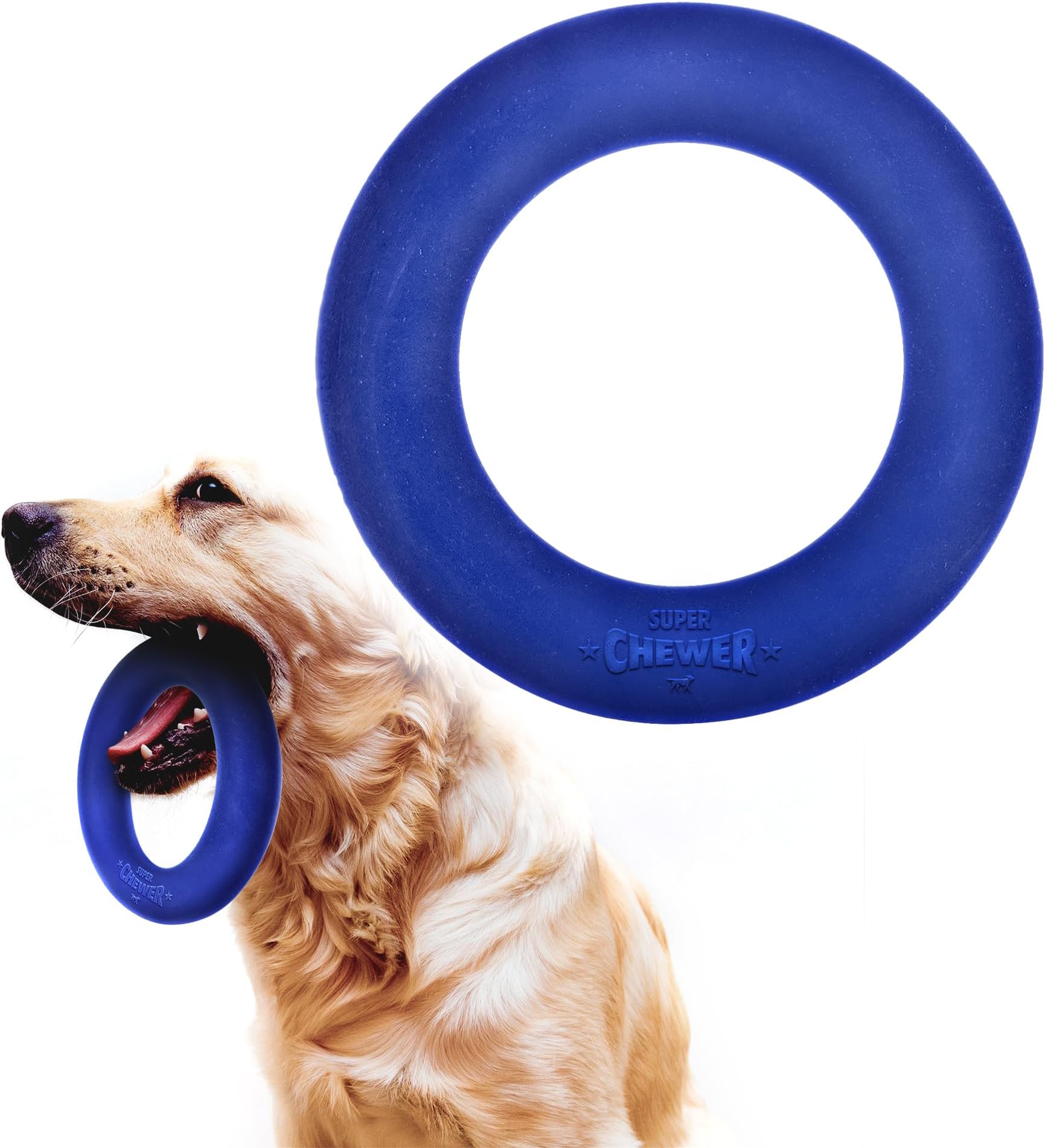 SuperChewy Tough Dog Ring Toy | Lifetime Replacement | Strong Natural Rubber | Dog Chew Toy for Aggressive Chewers | Durable Tug Toy | Strong Dog Ring Toy | Large Breed d
