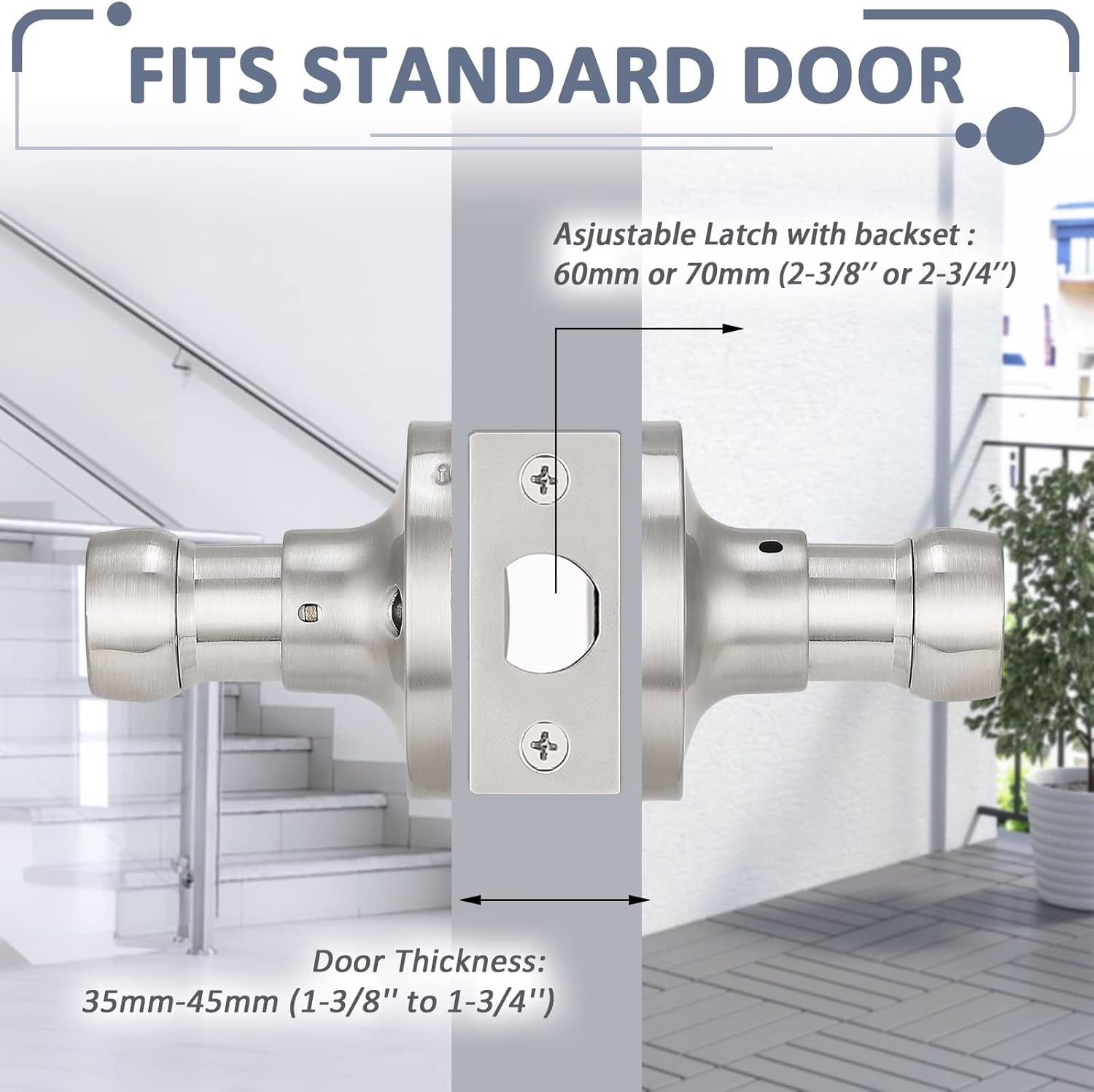 Probrico Door Handles 3 Pack Passage Door Lever, Non-Locking Door Handle Set for Hallway or Closets, Keyless Brushed Nickel Wave Door Lock