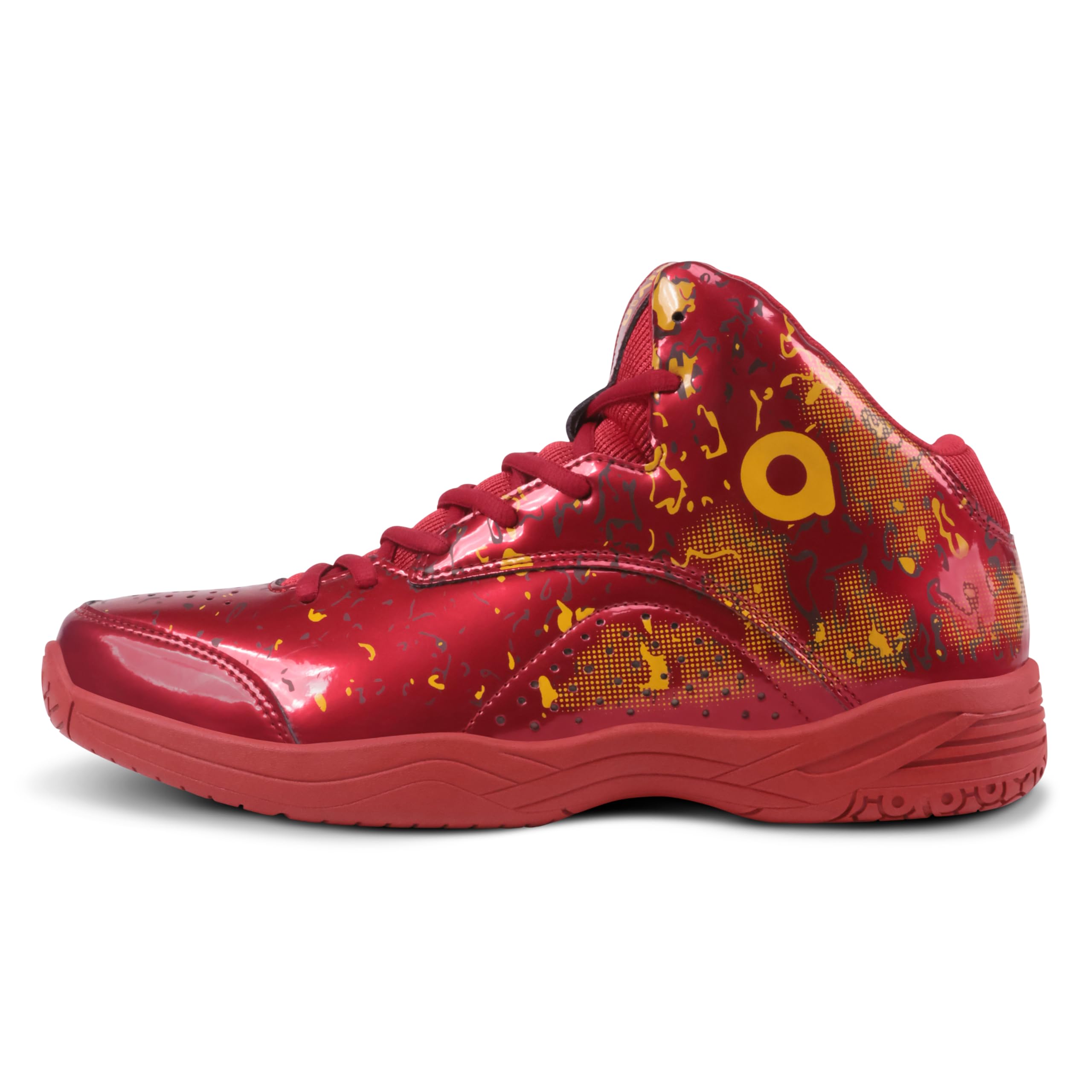 Aivin Wave Pro Men's Basketball Shoes for Men, Durable Rubber Sole, Indoor & Outdoor Court Shoes, Soft Cushion NR EVA Inner Insole, High-Performance Footwear for Basketball (Red/Yellow, UK Footwear Size System, Adult, Men, Numeric, Medium, 5)