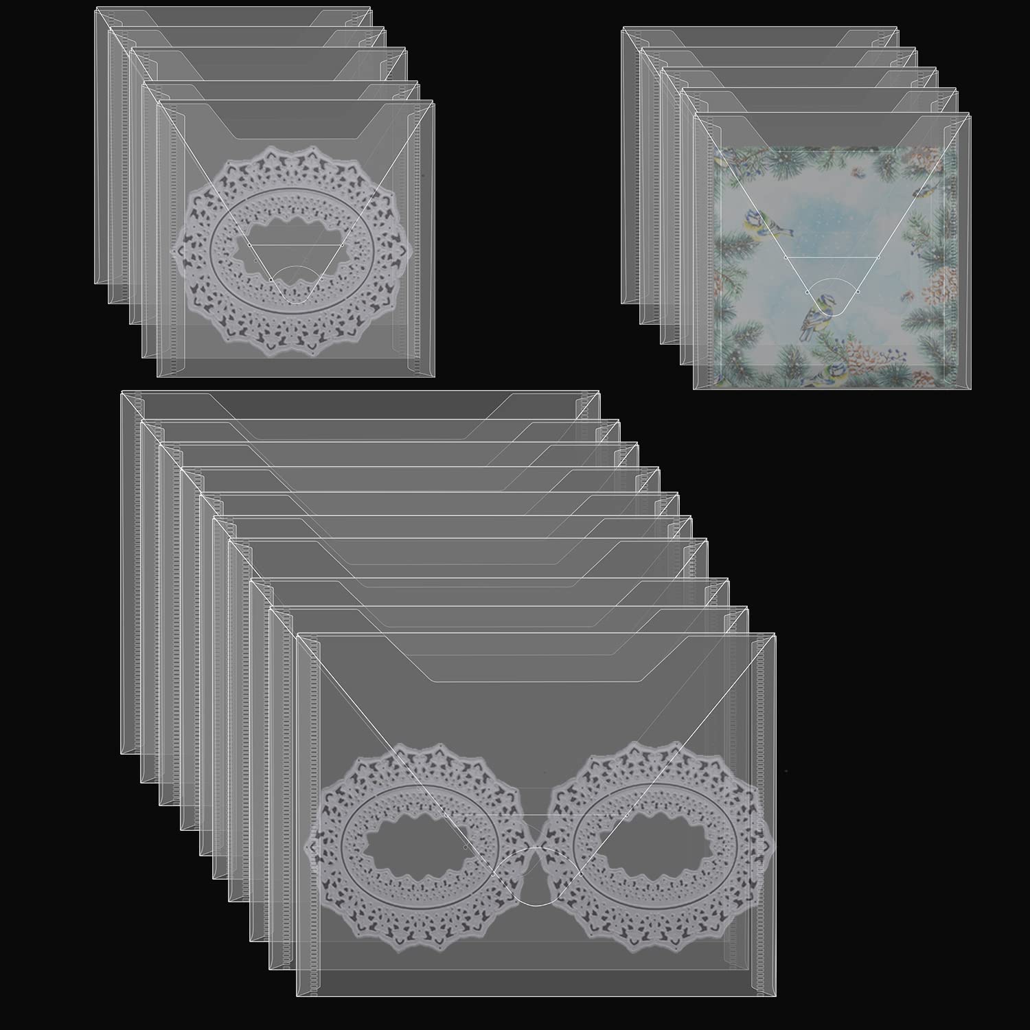 20 Pcs Stamp & Die Storage Pockets Resealable Clear Plastic Seal Bags Storage Case for Cutting Dies Stencil Album Stamp Crafts for DIY Scrapbooking Paper Card Craft Cutting Dies Storage