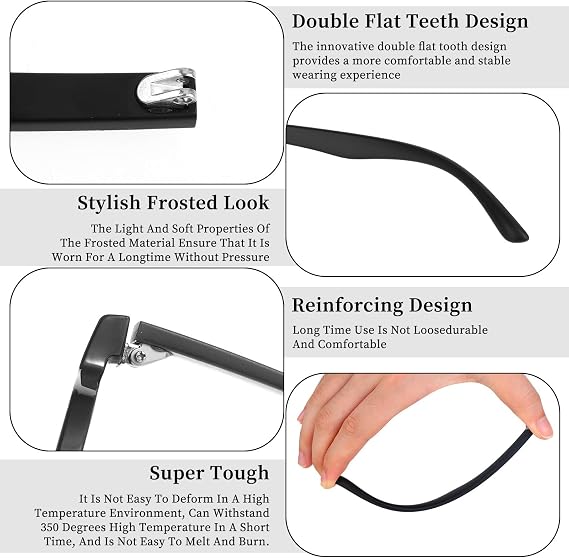 KALIONE 1 Pair Glasses Arm Replacement, Glasses Legs Replacement Eyeglass Arm Replacement Eyeglasses Arms Legs Replacement Accessories With Screws, Washers, Screwdrivers, Nose Pads (Black)