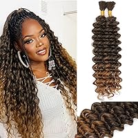 Vista 27 de Mezcla de cabello humano trenzado sintético de onda profunda a granel para trenzar, 16 pulgadas, cabello trenzado húmedo y ondulado, 2 piezas