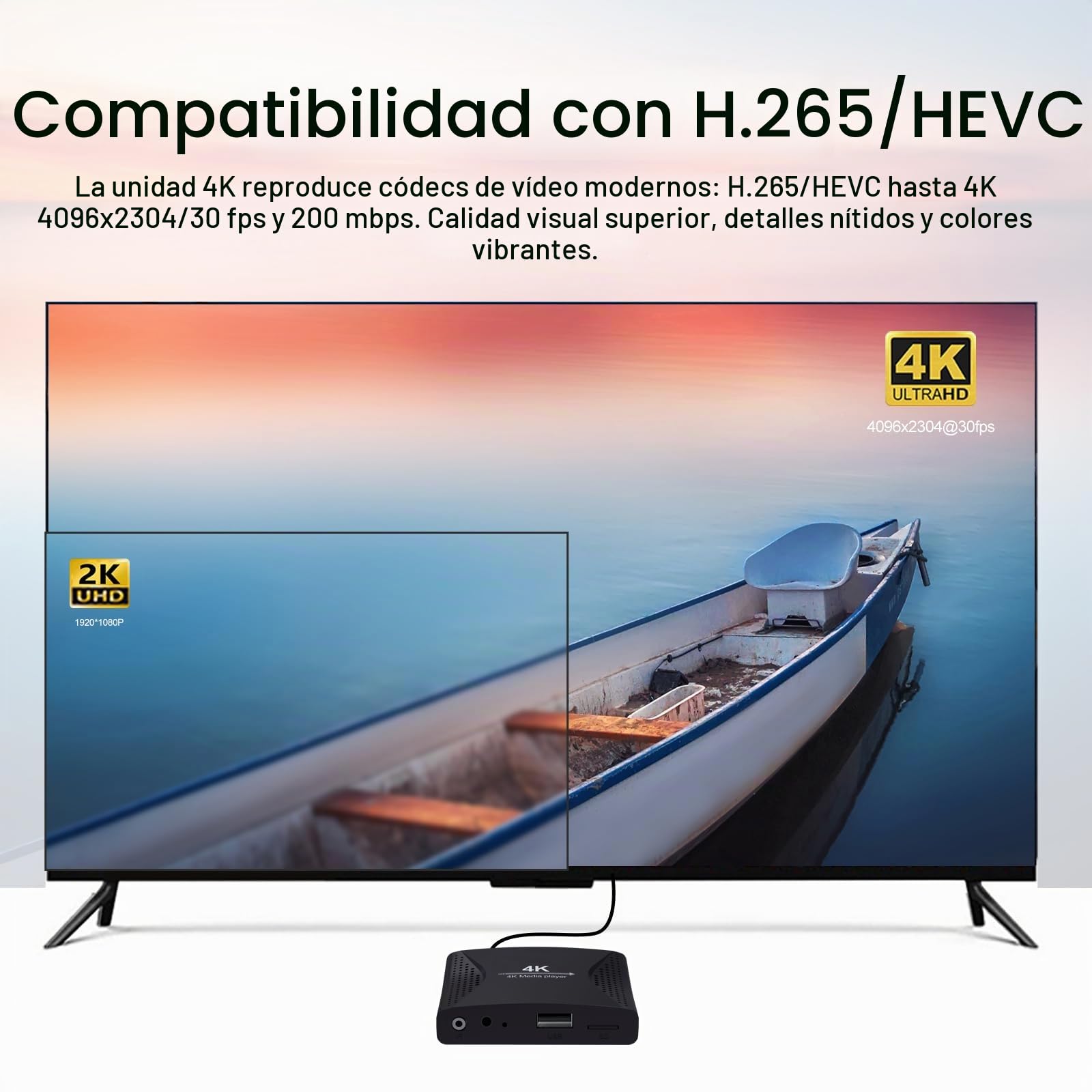 ZUMKUNM Reproductor multimedia digital 4K Ultra-HD para unidades USB y tarjetas MicroSD, señalización digital, AV analógico, reproducción automática y reanudación