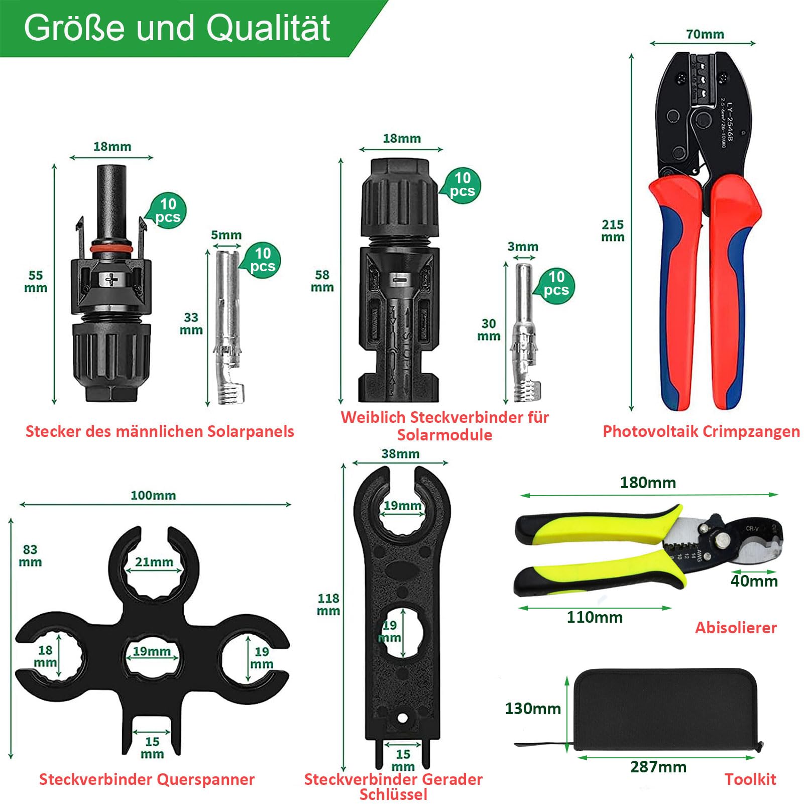 Kit Collegamento Cavo 2,5-6 Mm2 Spina Solare Presa Frizione Per Set - Foto 11