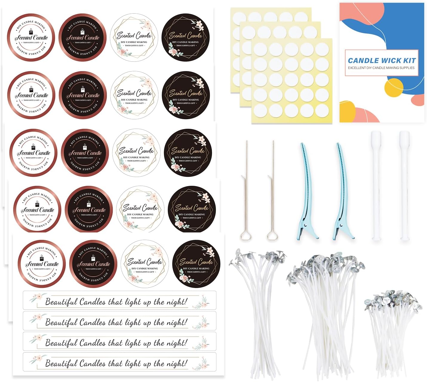 Candle Wick Kit for Candle Making, 120 Cotton Candle Wicks with Candle