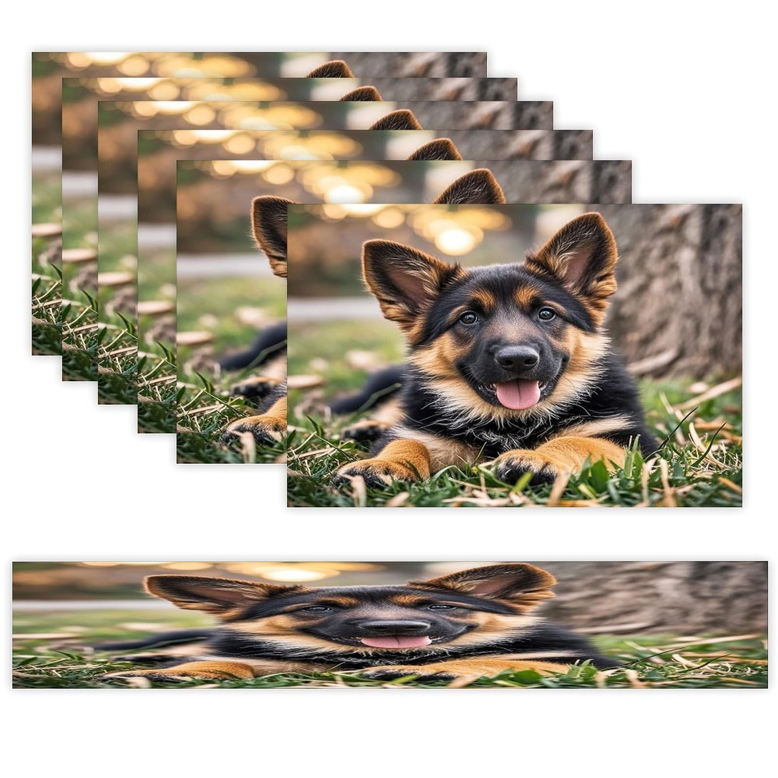 German Shepherd Puppy Table Runner and Placemats Set of 6 Heat Resistant Table Runner Place Mats Modern Cloth Table Mat Washable Linen Placemat Festive Reusable Set