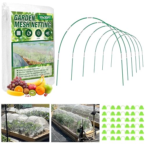 Garden Netting Kit, 10x30FT Ultra Fine Mesh Netting ＆6 Sets
