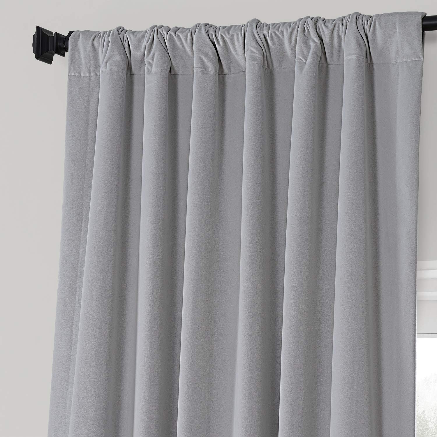 Best Cyber Monday 🔥 HPD Half Price Drapes VPCH-P Signature Blackout Velvet Curtain (1 Panel), 50 in x 96 in, Reflection Grey