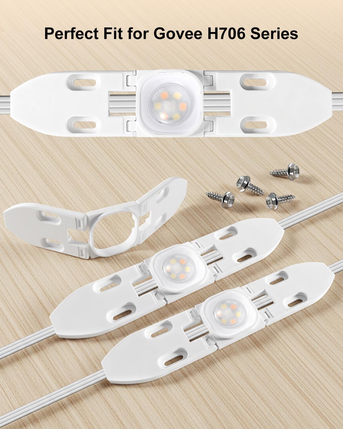 Gable Light Clips Fit for Govee H706,Gable Mounting Brackets with Cable Management, Screw-Mounted Clips for Permanent Outdoor Lights, Compatible with Govee H706 Series 4-Pack White