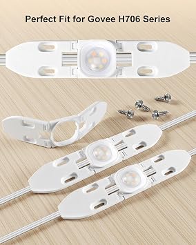 Gable Light Clips Fit for Govee H706,Gable Mounting Brackets with Cable Management, Screw-Mounted Clips for Permanent Outdoor Lights, Compatible with Govee H706 Series 4-Pack White