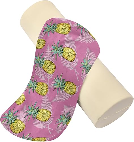 Miniatura 2 de Pink Tropical Pineapple Cervical Bolster Pillow Case Therapeutic Neck Roll Pillow Long Round Pillow Cylinder Bed Pillow Decorative Legs