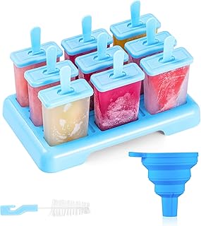 ANSMIO Ice Lolly Moulds 9 Popsicle Molds Ice Cream Moulds Reusable DIY Ideas Ice Lolly Stick