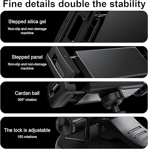 Miniatura 6 de Car Dashboard Tablet Mount Holder Rotatable Suction Cup with Large Clamp Phone Stand for 4.7-12inch Tablets Phone Vehicle