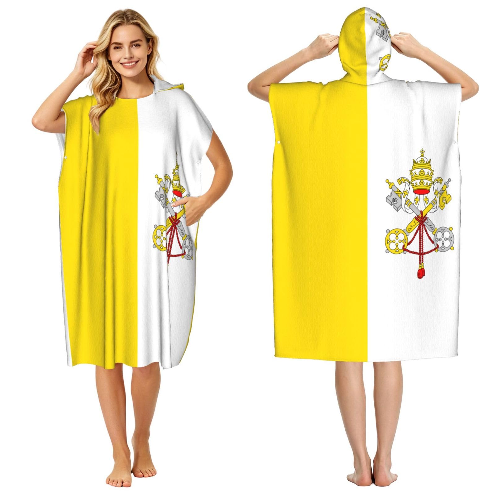 WSSYYBF WSSYYBFVatican flag Adult hooded beach towel Oversized with Hood for Absorbent Quick Dry