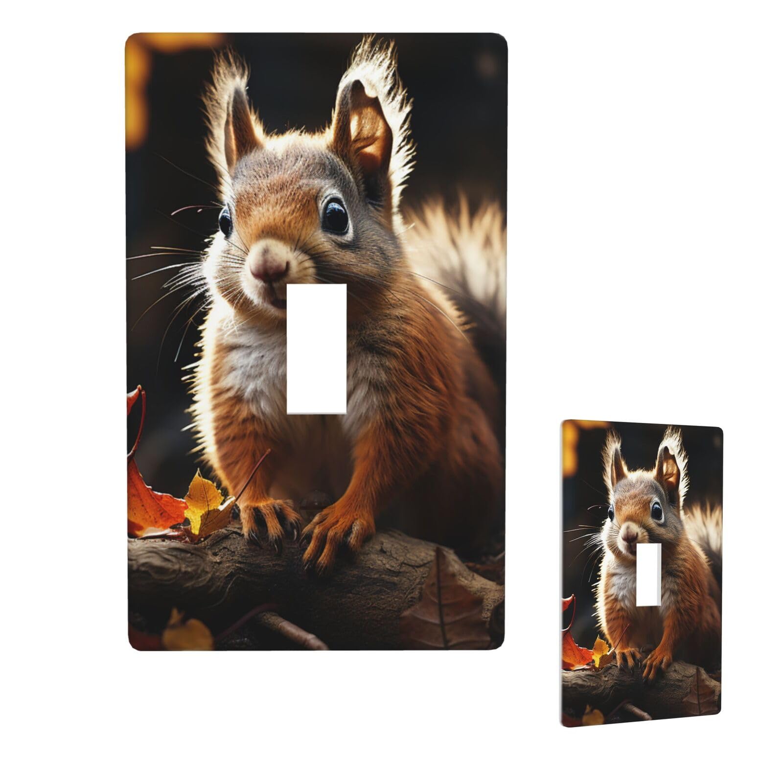 1 Gang Single Toggle Wall Plates, Unbreakable Decorative Light Switch Plate Covers Squirrel In The Woods Electrical Switchplate Cover Faceplate For Bathroom Kitchen Decor
