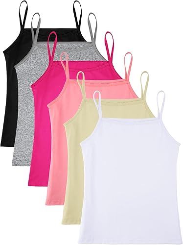Geyoga Camisola sin mangas con espalda cruzada para niña, paquete de 6