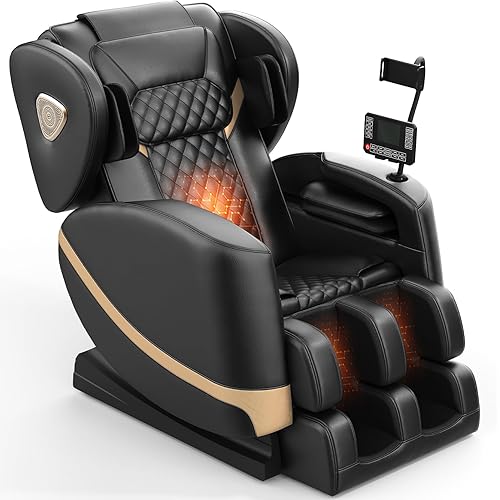 2025 Massage Chair Full Body, Zero Gravity Massage Chair with 10 Fix Rollers, Heating, Foot Massage, Auto Modes, Bluetooth Speaker, Touch Screen Controller (Classic Black)